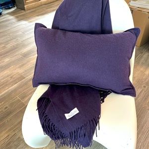 Restoration Hardware 100% cashmere throw and matching pillow. Aubergine color